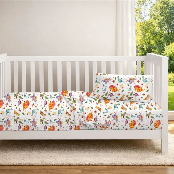 Παπλωματοθήκη Εμπριμέ bebe Dinosaur 520 120x160 White-Orange 100% Cotton