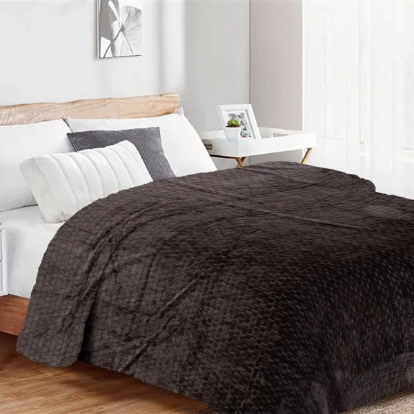 Κουβέρτα Coral Fleece Jacquard Brick 08 220X240 Grey-Black 100% Polyester