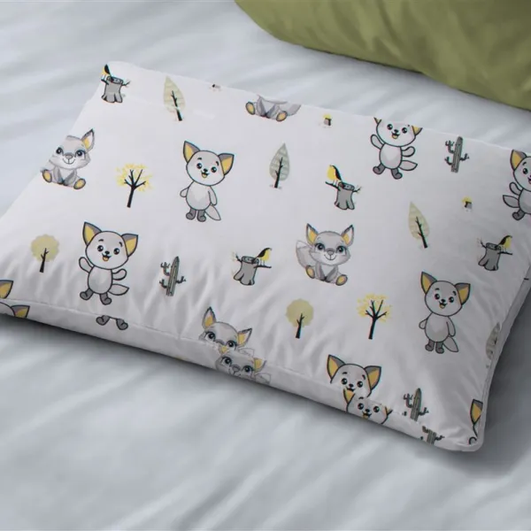 Μαξιλαροθήκη Εμπριμέ kids Baby Foxes 595 50X70 White-Grey 100% Cotton