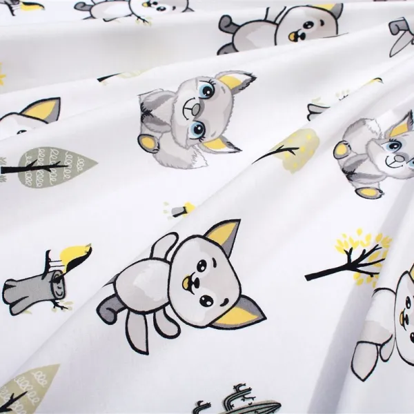 Πάνα Χασέ bebe Baby Foxes 595 80X80 White-Grey 100% Cotton