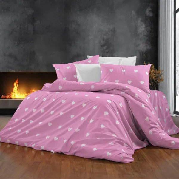 Σεντόνια Εμπριμέ Σετ 4 τεμ Αίσθησις 608 220X240 Pink 70/30 Cott/Pol
