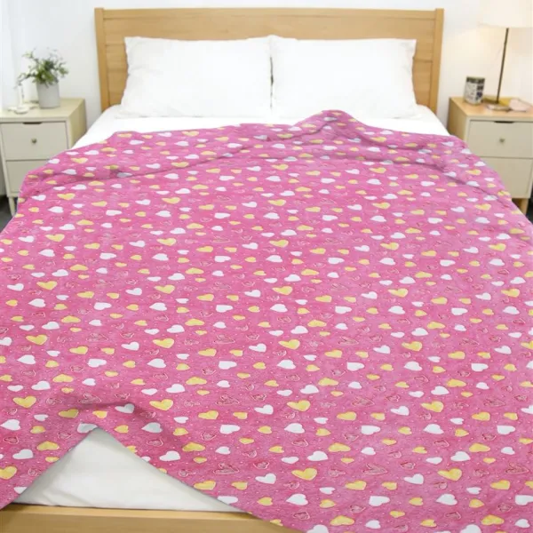 Προϊόν Κουβέρτα Fleece φωσφορίζουσα Hearts 175x225 Pink 100% Polyester Εικόνα