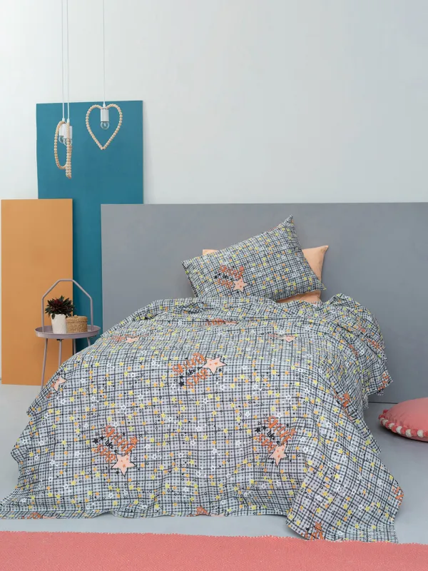 Προϊόν Σετ Παπλωματοθηκη Μονή Φωσφοριζέ 170x250 CLUSTER GREY Εικόνα