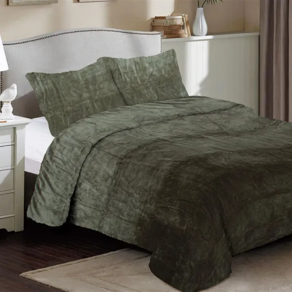 Κουβέρτα Coral Fleece Solid 07 220X240 Olive 100% Polyester