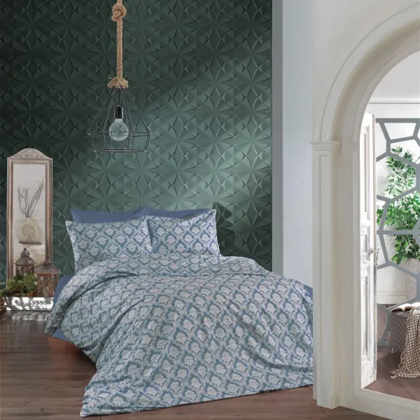 Σεντόνια Εμπριμέ Σετ 3 τεμ Οφηλία 279 160X240 Blue 70/30 Cott/Pol
