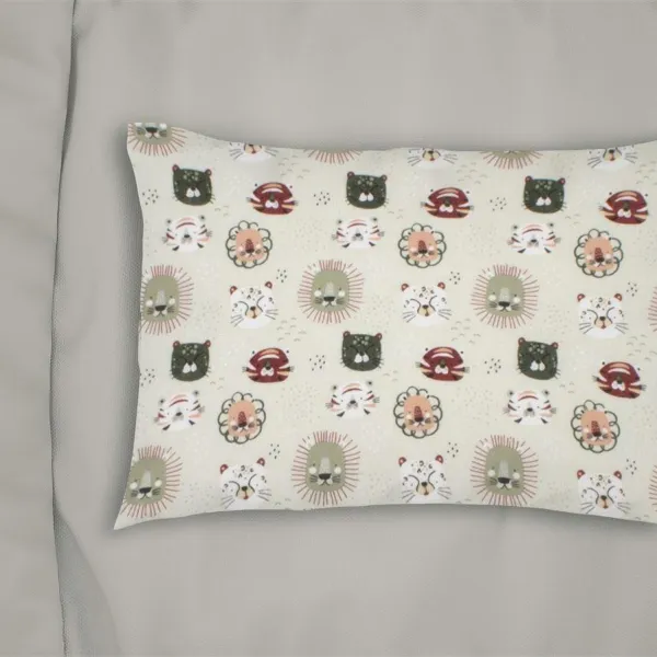 Μαξιλαροθήκη Εμπριμέ kids Big Cats 27 50X70 Light Olive 100% Cotton