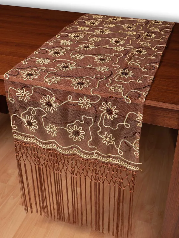 Τούλινη καρέ τραβέρσα 7180 (50cm x 200cm) καφέ