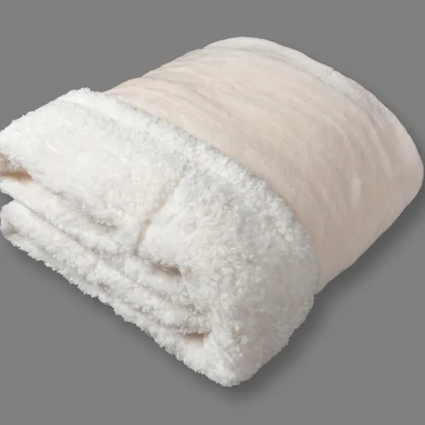 κουβέρτα fleece με sherpa (220cm x 240cm) flannel ivory
