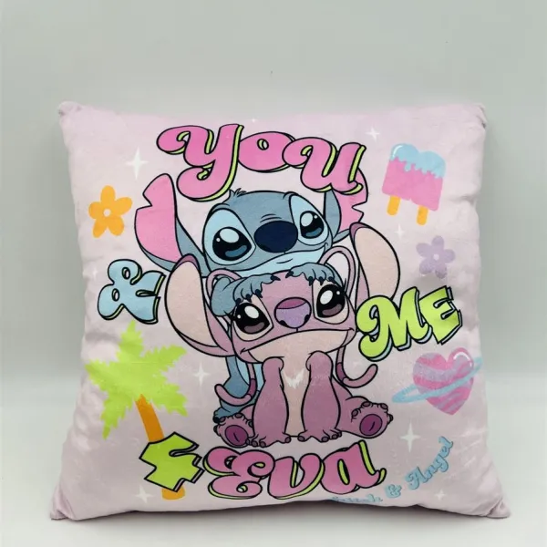 Βελούδινο Μαξιλάρι Disney Home Stitch & Angel 614 38X38 Baby Pink 100% Velboa