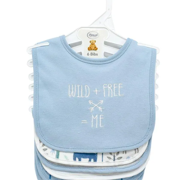 Σαλιάρα Interlock & Επένδυση Terry με Velcro bebe Σετ 6 Τεμ. Wild 23 30X20 Sky Blue 60/40 Cott/Pol