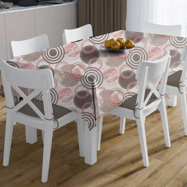Τραπεζομάντηλο Αλέκιαστο Circles 469 180X300 Coral 70/30 Cott/Pol