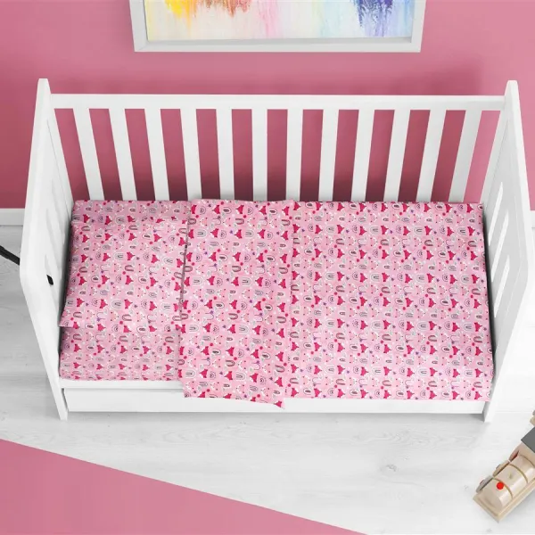 ΚΑΤΩΣΕΝΤΟΝΟ ΜΕ ΛΑΣΤΙΧΟ bebe Fox 525 0,70X1,40X0,15 Pink 100% Cotton