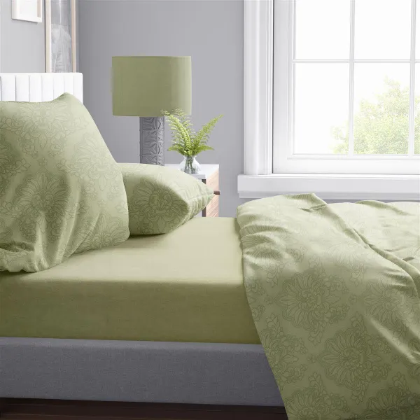 Σεντόνια Εμπριμέ Σετ 4 τεμ Άρτεμις 704 240X270 Light Olive 100% Cotton