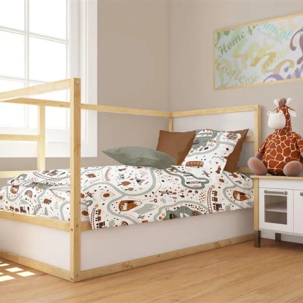 Πάπλωμα Εμπριμέ bebe Countryside 580 120X160 White-Mint 100% Cotton