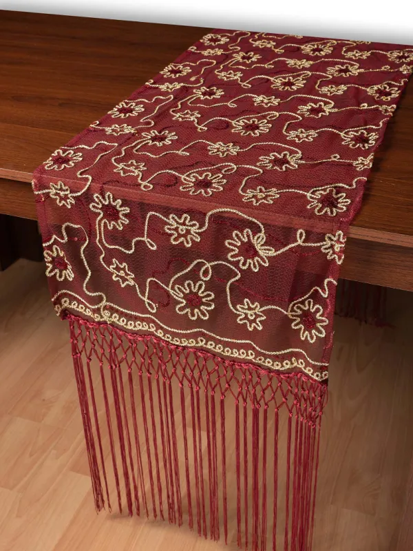 Τούλινη καρέ τραβέρσα 7180 (50cm x 200cm) μπορντώ 