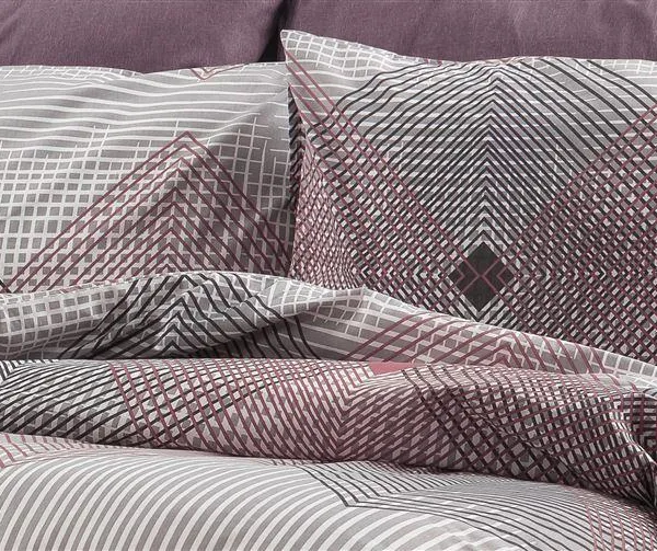 Μαξιλαροθήκη Εμπριμέ Καλλιρόη 606 50X70 Grey-Burgundy 70/30 Cott/Pol