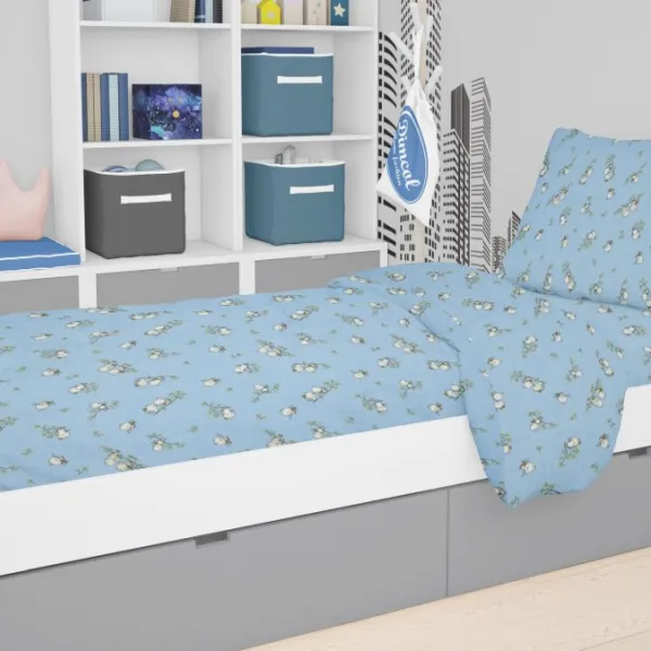 ΠΑΠΛΩΜΑΤΟΘΗΚΗ ΕΜΠΡΙΜΕ kids Birds 14 160Χ240 Sky blue Flannel cotton 100%