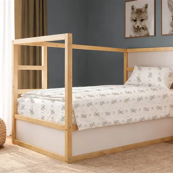 Παπλωματοθήκη Εμπριμέ kids Newborn Bear 717 160x240 White-Grey 100% Cotton