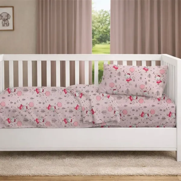 Κατωσέντονο Με Λάστιχο bebe Ballerina Bear 598 0,70X1,40X0,15 Pink 100% Cotton