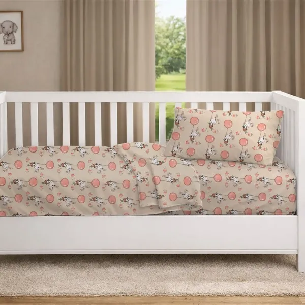 Κατωσέντονο Με Λάστιχο bebe Floating Bunny 714 0,70X1,40X0,15 Beige-Salmon 100% Cotton