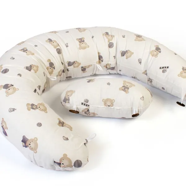 Μαξιλάρι Εγκυμοσύνης - Θηλασμού 2 σε 1 bebe Bear's Nest 05 155x35x20 White-Grey 100% Cotton