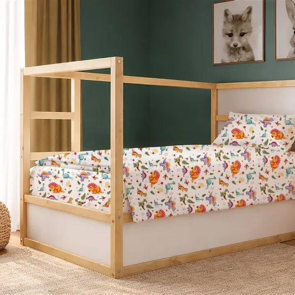 Παπλωματοθήκη Εμπριμέ kids Dinosaur 520 160x240 White-Orange 100% Cotton