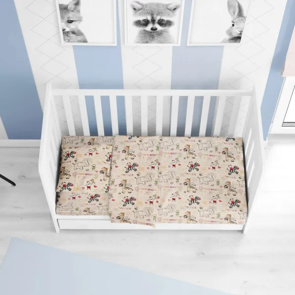 ΚΑΤΩΣΕΝΤΟΝΟ ΜΕ ΛΑΣΤΙΧΟ bebe Africa 145 0,70X1,40X0,15 Beige Flannel Cotton 100%