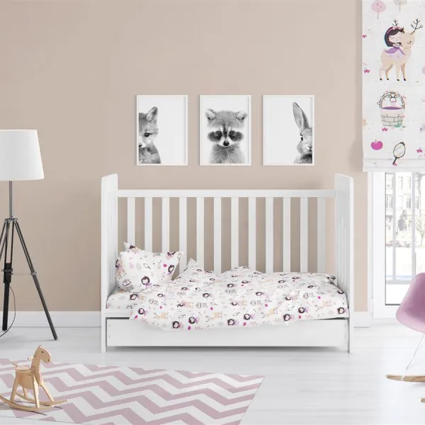 ΚΑΤΩΣΕΝΤΟΝΟ ΜΕ ΛΑΣΤΙΧΟ bebe Lily & Deer 179 0,70X1,40X0,15 White-Pink Cotton 100%