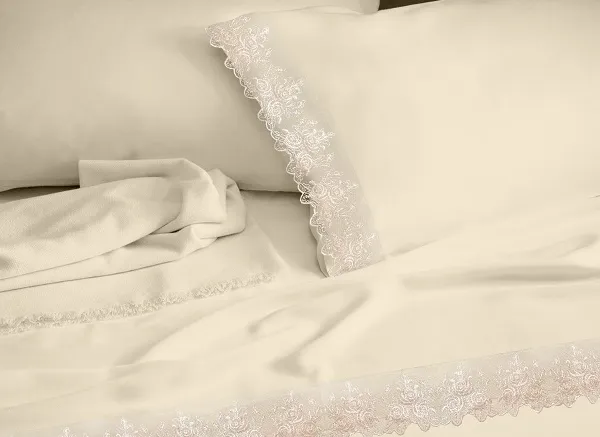 LACE ΝΥΦΙΚΟ ΚΟΥΒΕΡΛΙ ECRU ΥΠΕΡΔΙΠΛΟ MAKIS TSELIOS 220x240cm