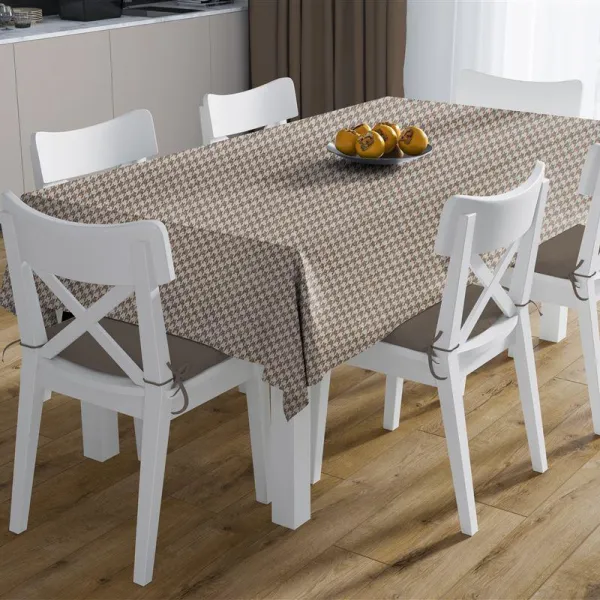 Τραπεζομάντηλο Αλέκιαστο Houndstooth 473 180X300 Beige 70/30 Cott/Pol