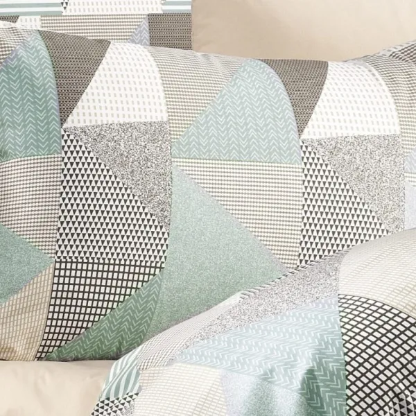 ΜΑΞΙΛΑΡΟΘΗΚΗ ΕΜΠΡΙΜΕ Geometrical 330 50X70 Green-Beige Flannel cotton 100%