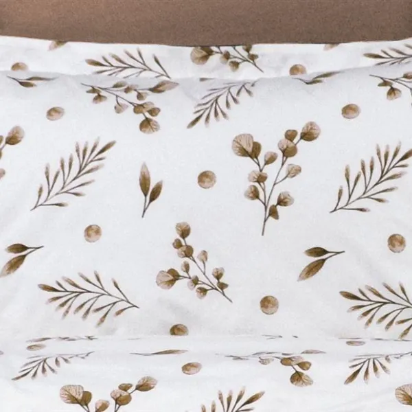 Μαξιλαροθήκη Εμπριμέ Μυρτώ 352 50X70 Beige 100% Cotton Flannel