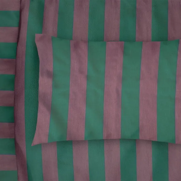 ΜΑΞΙΛΑΡΟΘΗΚΗ ΒΑΜΒΑΚΟΣΑΤΕΝ Stripes 156 50X70 Green-Antique Pink Cotton 100%