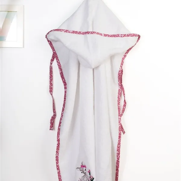 Κάπα Με Κέντημα bebe Deer 197 75X85 White-Pink 100% Cotton