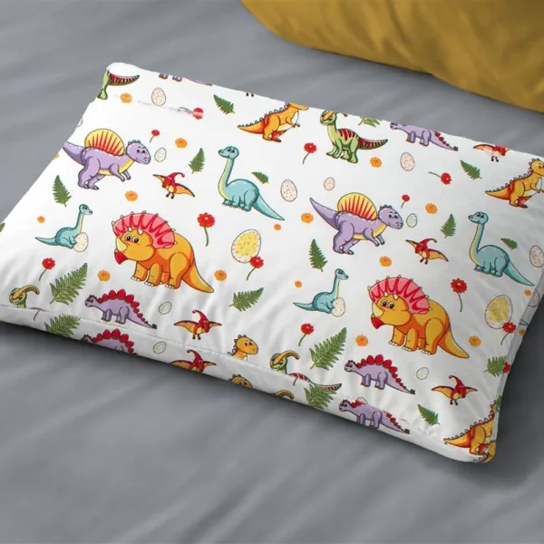 Μαξιλαροθήκη Εμπριμέ bebe Dinosaur 520 35x45 White-Orange 100% Cotton
