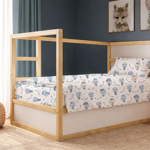Παπλωματοθήκη Εμπριμέ kids The Floating Zoo 596 160X240 White-Blue 100% Cotton