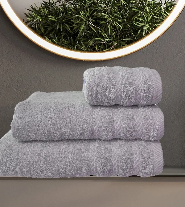ΣΕΤ ΠΕΤΣΕΤΕΣ  DIOS3 SILVER 3ΤΕΜ 30x50cm 50x100cm 70x140cm 100% COTTON 450gsm