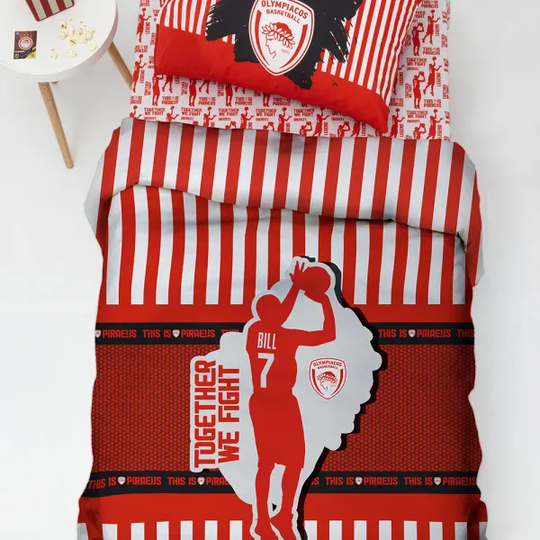 Σετ Μονά Σεντόνια Olympiacos B.C. 170x260 BC8 Με Λάστιχο