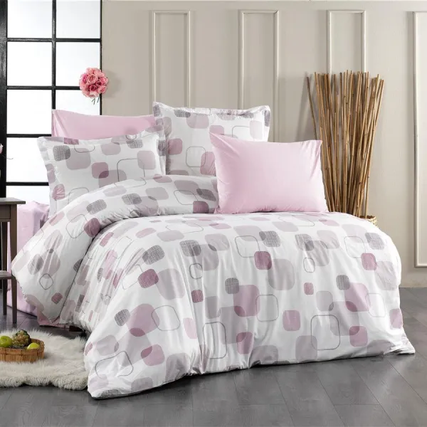 Σεντόνια Εμπριμέ Σετ 3 τεμ Μελίνα 709 160X240 White-Lilac 100% Cotton