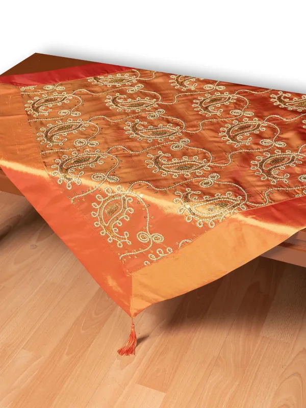 Σατέν τραπεζοκαρέ 1028 (130cm x 130cm) πορτοκαλί  