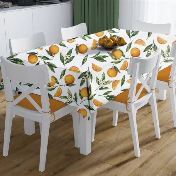 Τραπεζομάντηλο Αλέκιαστο Oranges 474 140X180 White-Orange 70/30 Cott/Pol