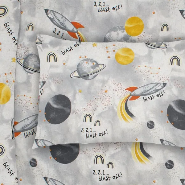 ΜΑΞΙΛΑΡΟΘΗΚΗ ΕΜΠΡΙΜΕ kids Spaceship 187 50X70 Grey Cotton 100%
