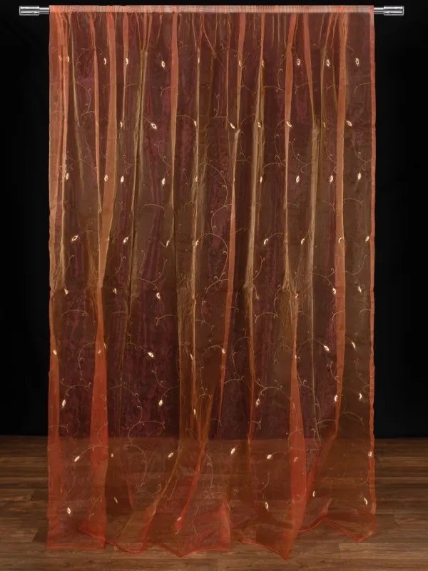 Κουρτίνα zg5724 (280cm x 300cm) με τρέσα πορτοκαλί