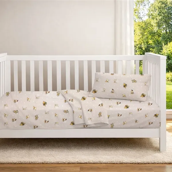 Κατωσέντονο Με Λάστιχο bebe Bear's Playtime 592 0,70X1,40X0,15 Beige 100% Cotton