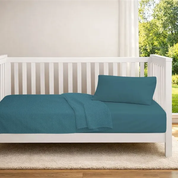 Κουβέρτα Πικέ bebe Μονόχρωμη 325 gr/m² 125x150 Petrol 100% Cotton