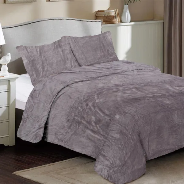 Κουβέρτα Coral Fleece Solid 06 220X240 Grey 100% Polyester