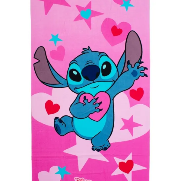 Πετσέτα Θαλάσσης Quick Dry Disney Home Lilo & Stitch 085 70X140 Baby Pink 100% Microfiber