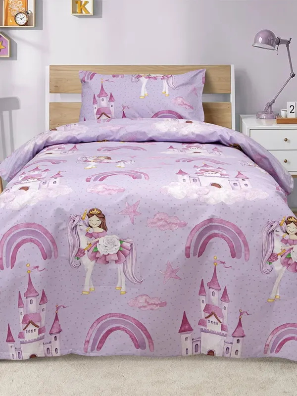 Προϊόν LINO Σετ Παιδική Παπλωματοθήκη (160x240) Dreamy Castleland Λιλά Εικόνα