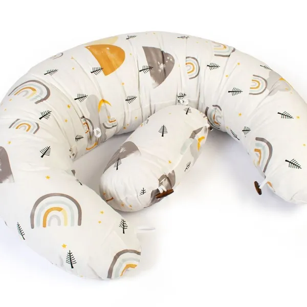 Μαξιλάρι Εγκυμοσύνης - Θηλασμού 2 σε 1 bebe Rainbow 01 155x35x20 White-Grey 100% Cotton