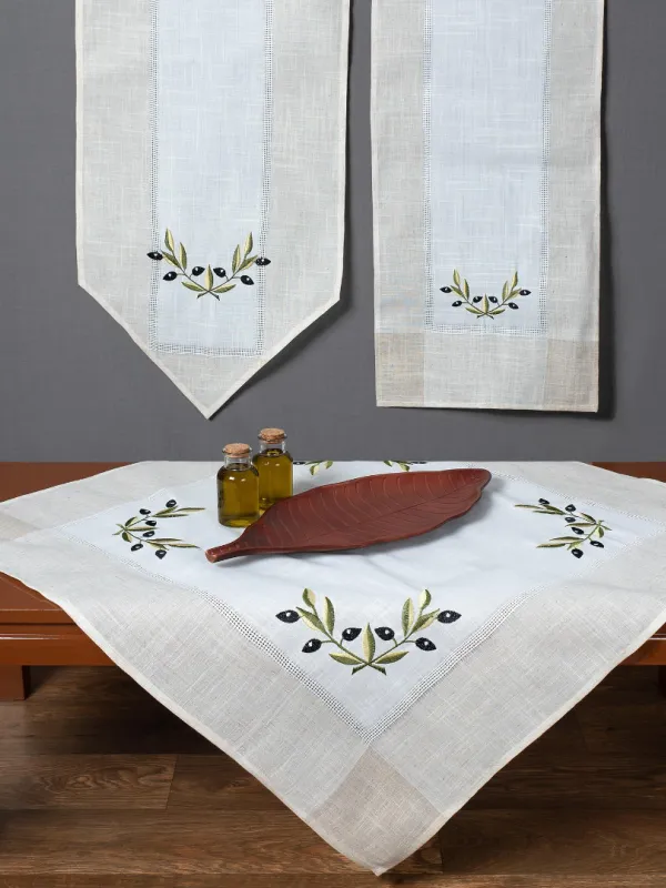 Τραπεζοκαρέ bg23a (135cm x 135cm) ivory με μαύρη ελιά